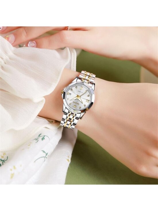 Women\'s Gold Silver Automatic Luxury Ceramic Strap Self Winding Wrist Watch main image 6